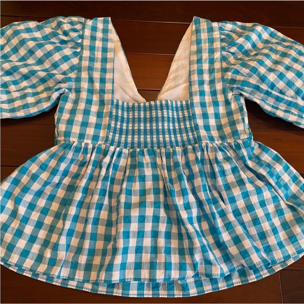 NWT Lilly Pulitzer Sarafina Gingham Babydoll Top - Picture 7 of 8